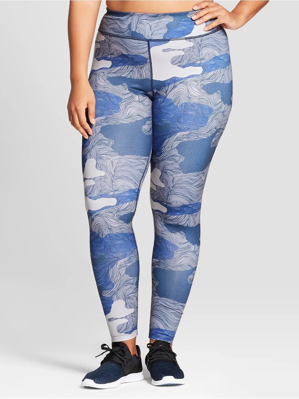 JoyLab Performance Camo Print Leggings High-Rise Blue Printed Active Pants L /XL